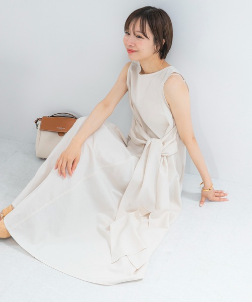 URBAN RESEARCH ROSSO WOMEN(アーバンリサーチ ロッソ)の「リネン混リボンドレス(ワンピース・レディース・ブラック/グリーン/ホワイト系その他/ブルー系その他・FREE)」の8枚目の写真
