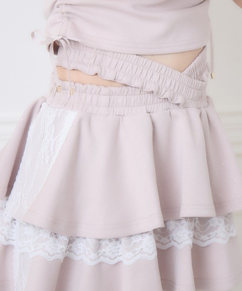 couture BY ROJITA(クチュールバイロジータ)の「【セットアップ対応】ウエストクロスラメスウェットスカパン(スカート・レディース・ピンク/グレー/ブラック・FREE)」の1枚目の写真