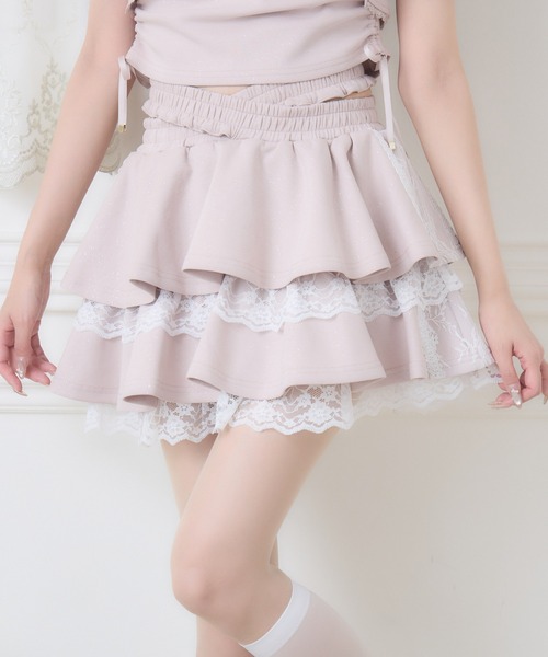 couture BY ROJITA(クチュールバイロジータ)の「【セットアップ対応】ウエストクロスラメスウェットスカパン(スカート・レディース・ピンク/グレー/ブラック・FREE)」の5枚目の写真