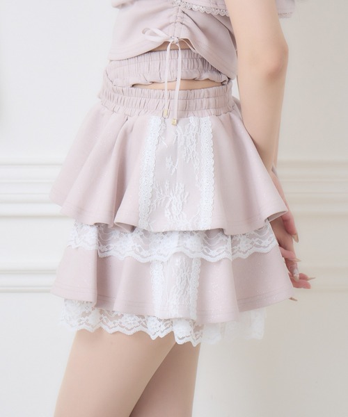 couture BY ROJITA(クチュールバイロジータ)の「【セットアップ対応】ウエストクロスラメスウェットスカパン(スカート・レディース・ピンク/グレー/ブラック・FREE)」の6枚目の写真