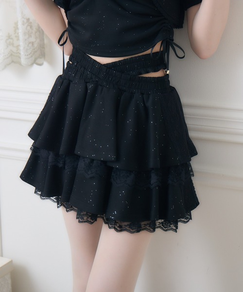couture BY ROJITA(クチュールバイロジータ)の「【セットアップ対応】ウエストクロスラメスウェットスカパン(スカート・レディース・ピンク/グレー/ブラック・FREE)」の9枚目の写真
