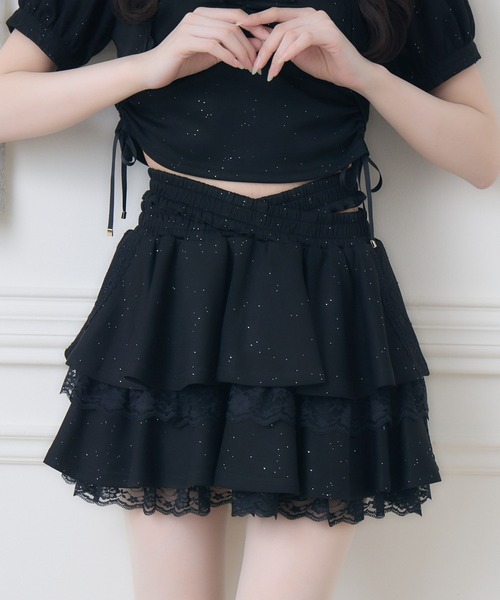 couture BY ROJITA(クチュールバイロジータ)の「【セットアップ対応】ウエストクロスラメスウェットスカパン(スカート・レディース・ピンク/グレー/ブラック・FREE)」の11枚目の写真