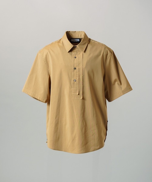 MAISON SPECIAL（メゾンスペシャル）の「《UNISEX》Asymmetric Front Prime-Over Short-sleeve Pullover Shirt/アシンメトリーフロントプライムオーバーショートスリーブプルオーバーシャツ【MAISON SPECIAL/メゾンスペシャル】（シャツ/ブラウス・メンズ・ブラック/ベージュ/ホワイト・2/1/0）」の7枚目の写真