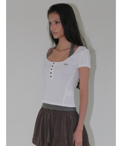 ORDINARY HOLIDAY（オーディナリー ホリデー）の「HALTER LAYERED SHORT SLEEVE SET [WHITE]（Tシャツ/カットソー・レディース・その他・FREE）」の2枚目の写真