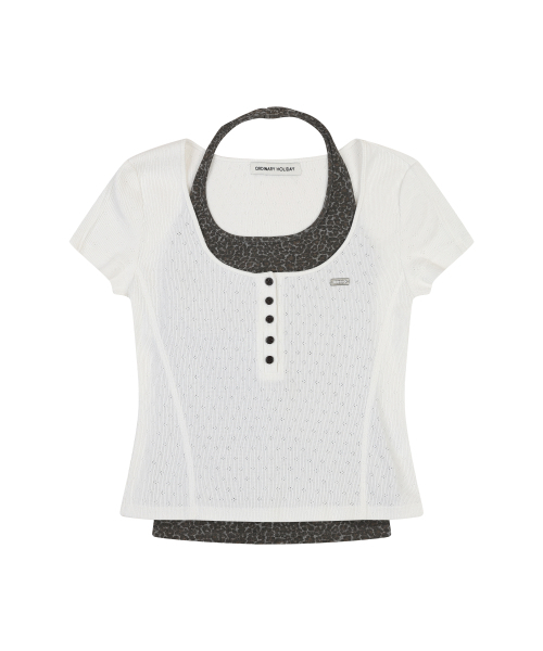 ORDINARY HOLIDAY（オーディナリー ホリデー）の「HALTER LAYERED SHORT SLEEVE SET [WHITE]（Tシャツ/カットソー・レディース・その他・FREE）」の3枚目の写真