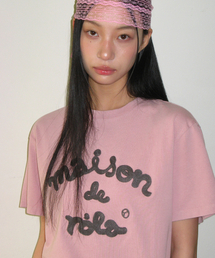 MAISON DE ROLA EMBROIDERY PIGMENT LOOSE FIT T-SHIRT I/PINK