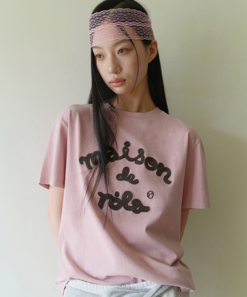 ROLAROLA(ロラロラ)の「MAISON DE ROLA EMBROIDERY PIGMENT LOOSE FIT T-SHIRT I/PINK(Tシャツ/カットソー・レディース・ピンク・FREE)」の2枚目の写真