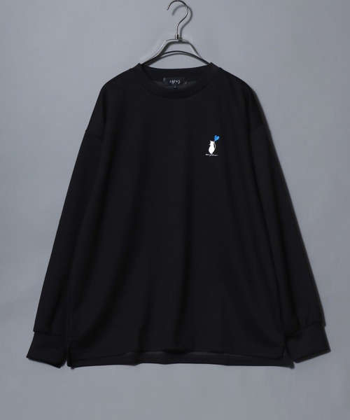 ANPAS(アンパス)の「ANPAS Exclusive Ponte Long-Sleeve Tee with Cat & Heart Embroidery / ANPAS別注 ポンチ ネコハート刺繍ロンT 長袖 ロングスリーブT ねこ 猫 カットソー レディース メンズ ユニセックス オーバーサイズ(Tシャツ/カットソー・メンズ・ホワイト系1/ブラック系1/ホワイト系2/ブラック系2/ホワイト系3/ブラック系3/ホワイト系4/ブラック系4・M/L)」の21枚目の写真