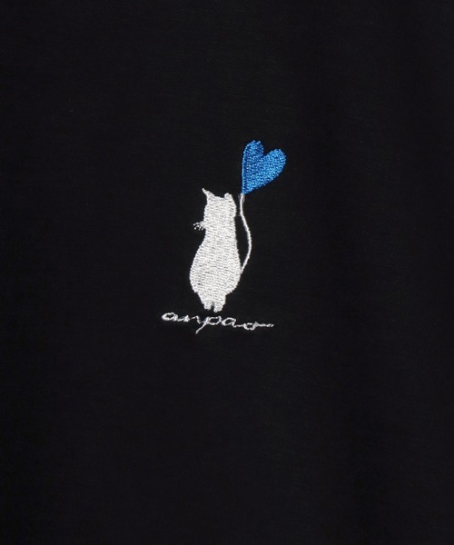 ANPAS(アンパス)の「ANPAS Exclusive Ponte Long-Sleeve Tee with Cat & Heart Embroidery / ANPAS別注 ポンチ ネコハート刺繍ロンT 長袖 ロングスリーブT ねこ 猫 カットソー レディース メンズ ユニセックス オーバーサイズ(Tシャツ/カットソー・メンズ・ホワイト系1/ブラック系1/ホワイト系2/ブラック系2/ホワイト系3/ブラック系3/ホワイト系4/ブラック系4・M/L)」の22枚目の写真