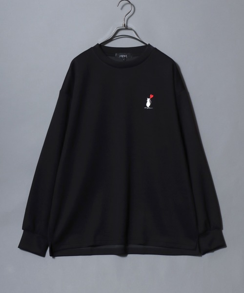 ANPAS(アンパス)の「ANPAS Exclusive Ponte Long-Sleeve Tee with Cat & Heart Embroidery / ANPAS別注 ポンチ ネコハート刺繍ロンT 長袖 ロングスリーブT ねこ 猫 カットソー レディース メンズ ユニセックス オーバーサイズ(Tシャツ/カットソー・メンズ・ホワイト系1/ブラック系1/ホワイト系2/ブラック系2/ホワイト系3/ブラック系3/ホワイト系4/ブラック系4・M/L)」の19枚目の写真