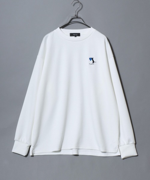 ANPAS(アンパス)の「ANPAS Exclusive Ponte Long-Sleeve Tee with Cat & Heart Embroidery / ANPAS別注 ポンチ ネコハート刺繍ロンT 長袖 ロングスリーブT ねこ 猫 カットソー レディース メンズ ユニセックス オーバーサイズ(Tシャツ/カットソー・メンズ・ホワイト系1/ブラック系1/ホワイト系2/ブラック系2/ホワイト系3/ブラック系3/ホワイト系4/ブラック系4・M/L)」の15枚目の写真