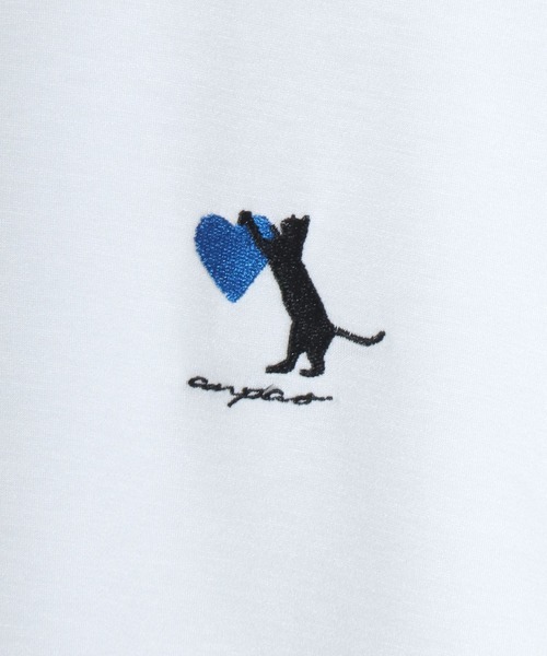 ANPAS(アンパス)の「ANPAS Exclusive Ponte Long-Sleeve Tee with Cat & Heart Embroidery / ANPAS別注 ポンチ ネコハート刺繍ロンT 長袖 ロングスリーブT ねこ 猫 カットソー レディース メンズ ユニセックス オーバーサイズ(Tシャツ/カットソー・メンズ・ホワイト系1/ブラック系1/ホワイト系2/ブラック系2/ホワイト系3/ブラック系3/ホワイト系4/ブラック系4・M/L)」の16枚目の写真
