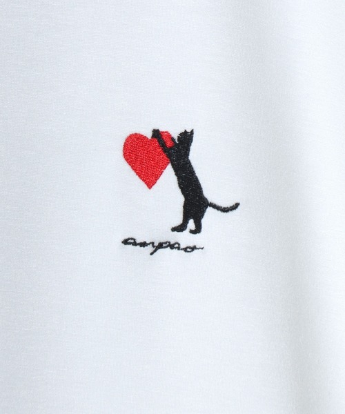 ANPAS(アンパス)の「ANPAS Exclusive Ponte Long-Sleeve Tee with Cat & Heart Embroidery / ANPAS別注 ポンチ ネコハート刺繍ロンT 長袖 ロングスリーブT ねこ 猫 カットソー レディース メンズ ユニセックス オーバーサイズ(Tシャツ/カットソー・メンズ・ホワイト系1/ブラック系1/ホワイト系2/ブラック系2/ホワイト系3/ブラック系3/ホワイト系4/ブラック系4・M/L)」の14枚目の写真