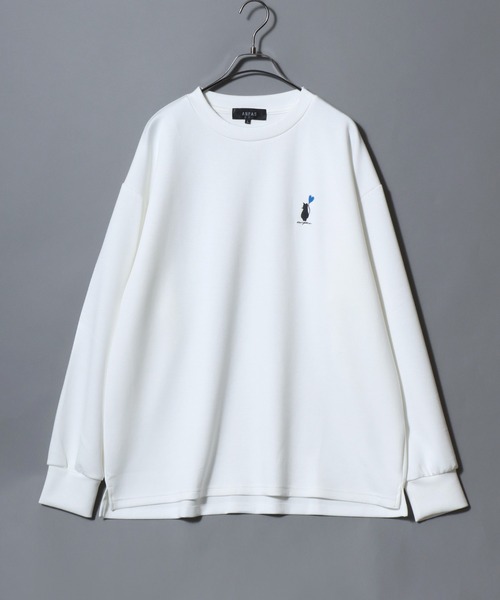 ANPAS(アンパス)の「ANPAS Exclusive Ponte Long-Sleeve Tee with Cat & Heart Embroidery / ANPAS別注 ポンチ ネコハート刺繍ロンT 長袖 ロングスリーブT ねこ 猫 カットソー レディース メンズ ユニセックス オーバーサイズ(Tシャツ/カットソー・メンズ・ホワイト系1/ブラック系1/ホワイト系2/ブラック系2/ホワイト系3/ブラック系3/ホワイト系4/ブラック系4・M/L)」の11枚目の写真