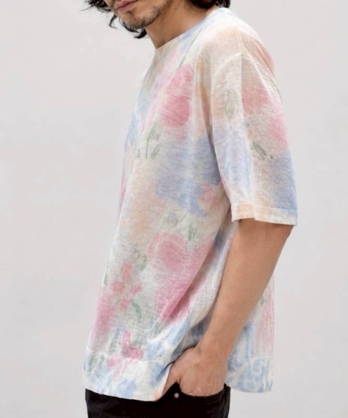 KAMINARI_TOKIO(カミナリトキオ)の「パステルフラワーシアーサマートップス(Tシャツ/カットソー・レディース・パープル系/ピンク系・FREE)」の1枚目の写真