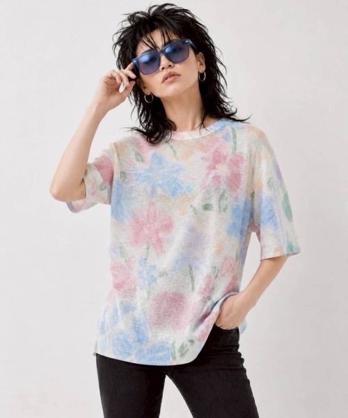 KAMINARI_TOKIO(カミナリトキオ)の「パステルフラワーシアーサマートップス(Tシャツ/カットソー・レディース・パープル系/ピンク系・FREE)」の14枚目の写真
