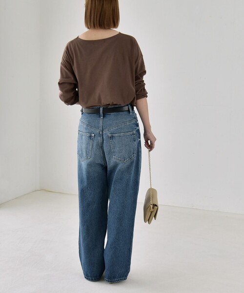 quaranciel(カランシエル)の「quaranciel:〈手洗い可能〉シアー コットン ボートネック ルーズ ロンTEE(Tシャツ/カットソー・レディース・ブラック/オフホワイト/ブラウン・ONE SIZE)」の21枚目の写真