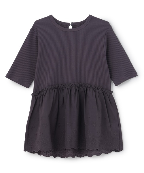 petit main LIEN(プティマインリアン)の「【リンク/接触冷感】レースドッキングT(Tシャツ/カットソー・レディース・ターコイズブルー/チャコール・F)」の2枚目の写真