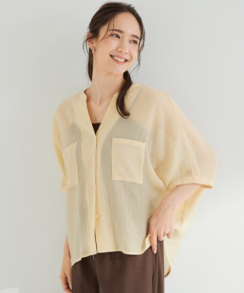 SHOO・LA・RUE（シューラルー）の「【洗濯機可】ナチュラルな風合いが魅力 シアードルマンブラウス（シャツ/ブラウス・レディース・ホワイト/ライトブルー/ブラウン系その他/イエロー系その他/ブラック/オレンジ・00）」の13枚目の写真