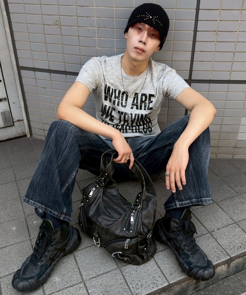 Chikashitsu +（チカシツプラス）の「【Chikashitsu +】stella studs knit beanie / 【チカシツプラス】ステラスタッズニットビーニー（ニットキャップ/ビーニー・メンズ・ブラック・ONE SIZE）」の11枚目の写真