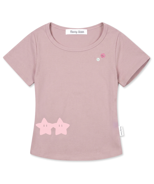 FUZZY SCAN(ファジスキャン)の「ボタンホールドハンドスタースリム半袖ネイビー(Tシャツ/カットソー・レディース・ネイビー・ONE SIZE)」の4枚目の写真