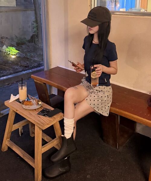 FUZZY SCAN(ファジスキャン)の「ボタンホールドハンドスタースリム半袖ネイビー(Tシャツ/カットソー・レディース・ネイビー・ONE SIZE)」の8枚目の写真