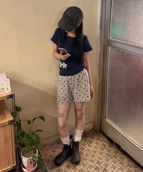 FUZZY SCAN(ファジスキャン)の「ボタンホールドハンドスタースリム半袖ネイビー(Tシャツ/カットソー・レディース・ネイビー・ONE SIZE)」の9枚目の写真