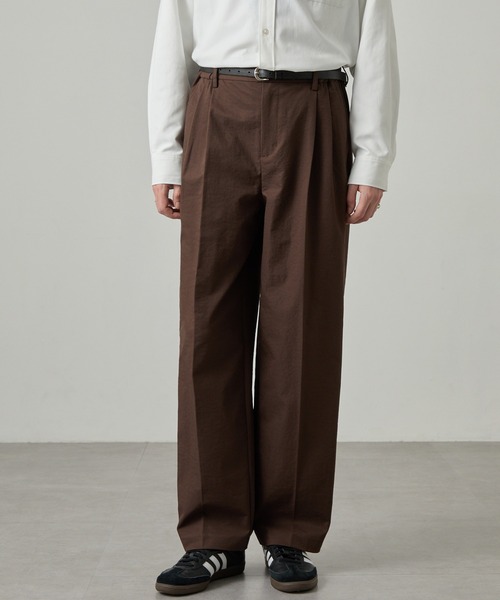 EASENCE(イーズエンス)の「【EASENCE】ドライツイル ストレッチ2タック センタープレス ワイドストレートパンツ スラックス / 速乾・UVカット(スラックス・メンズ・ブラック/ダークブラウン/チャコール/グレイッシュベージュ・M/S/L/XL)」の3枚目の写真