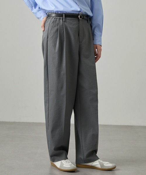 EASENCE(イーズエンス)の「【EASENCE】ドライツイル ストレッチ2タック センタープレス ワイドストレートパンツ スラックス / 速乾・UVカット(スラックス・メンズ・ブラック/ダークブラウン/チャコール/グレイッシュベージュ・M/S/L/XL)」の19枚目の写真