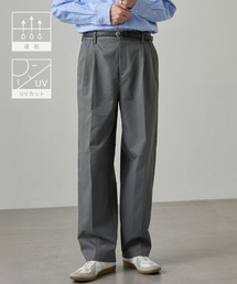 EASENCE（イーズエンス）の「【EASENCE】ドライツイル ストレッチ2タック センタープレス ワイドストレートパンツ スラックス / 速乾・UVカット（スラックス）」