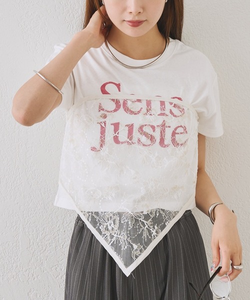 mystic(ミスティック)の「シャイニーレーススカーフ(バンダナ/スカーフ・レディース・ブラック/アイボリー・ONE SIZE)」の2枚目の写真