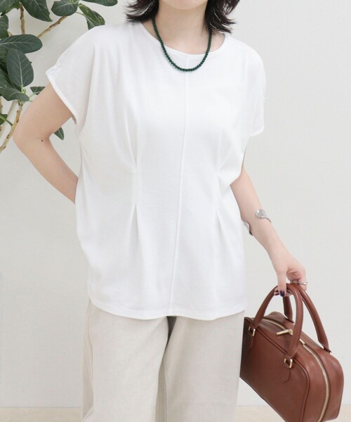 fredy emue(フレディエミュ)の「ウエストタックフレンチカットソーブラウス(Tシャツ/カットソー・レディース・ネイビー/オフホワイト/カーキ・38)」の4枚目の写真