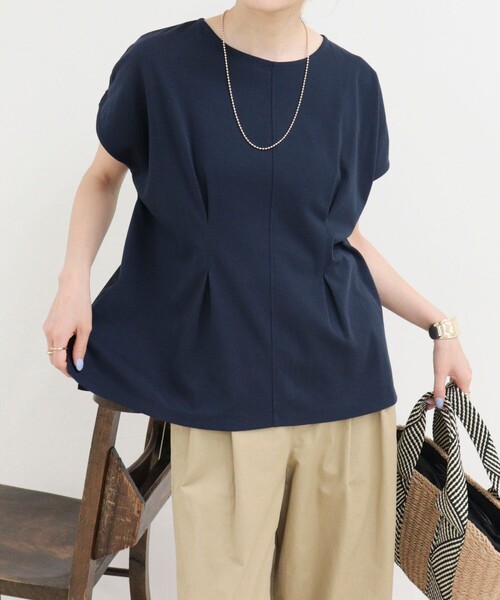 fredy emue(フレディエミュ)の「ウエストタックフレンチカットソーブラウス(Tシャツ/カットソー・レディース・ネイビー/オフホワイト/カーキ・38)」の17枚目の写真