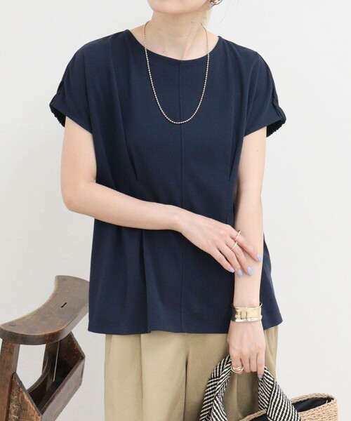 fredy emue(フレディエミュ)の「ウエストタックフレンチカットソーブラウス(Tシャツ/カットソー・レディース・ネイビー/オフホワイト/カーキ・38)」の14枚目の写真