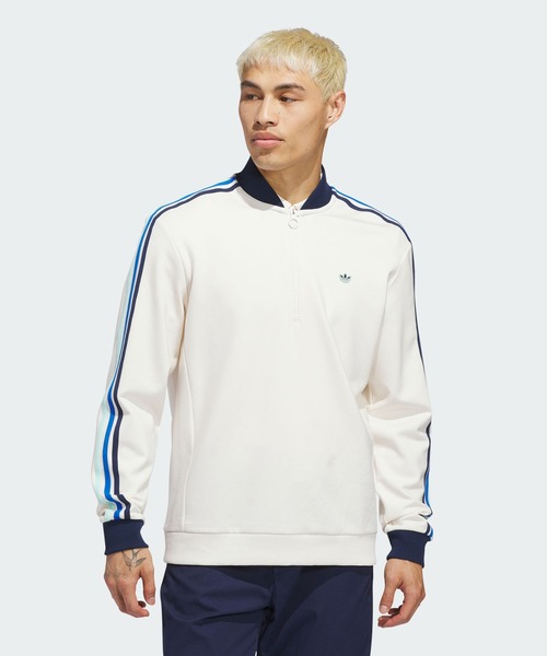 adidas(アディダス)の「オリジナルスゴルフ 3st HZ スウエット【adidas Golf/アディダスゴルフ】(スウェット・メンズ・ホワイト×ブルー・MEDIUM/SMALL/X-LARGE/XX-LARGE/3XL/LARGE)」の1枚目の写真