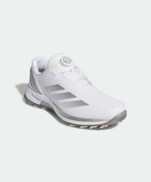 adidas(アディダス)の「adizero Zg Lo ボア スパイクレス ゴルフシューズ / adizero Zg Lo Boa Spikeless Golf Shoes【adidas Golf/アディダスゴルフ】(スニーカー・メンズ・ホワイト×シルバー・26.5cm/26.0cm/29.0cm/28.0cm/27.5cm/27.0cm/24.5cm/25.0cm/25.5cm)」の2枚目の写真