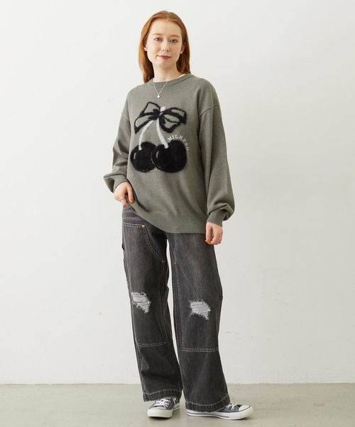 MILKFED.(ミルクフェド)の「CHERRY LOGO KNIT TOP(ニット/セーター・レディース・アッシュ/ブラック/オフホワイト・ONE SIZE)」の15枚目の写真