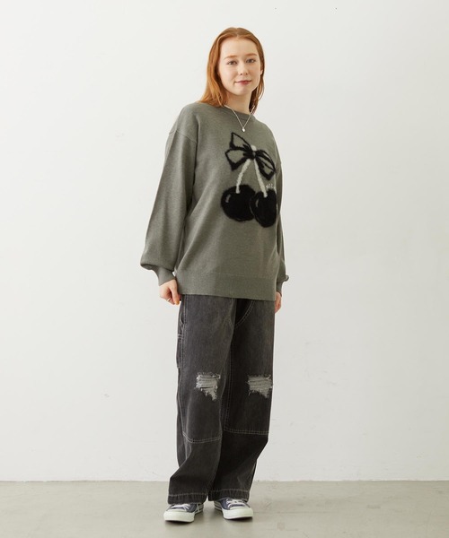MILKFED.(ミルクフェド)の「CHERRY LOGO KNIT TOP(ニット/セーター・レディース・アッシュ/ブラック/オフホワイト・ONE SIZE)」の16枚目の写真