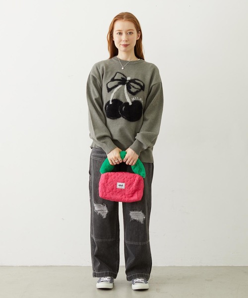 MILKFED.(ミルクフェド)の「CHERRY LOGO KNIT TOP(ニット/セーター・レディース・アッシュ/ブラック/オフホワイト・ONE SIZE)」の22枚目の写真