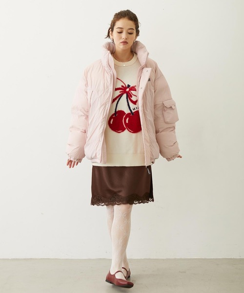 MILKFED.(ミルクフェド)の「CHERRY LOGO KNIT TOP(ニット/セーター・レディース・アッシュ/ブラック/オフホワイト・ONE SIZE)」の10枚目の写真