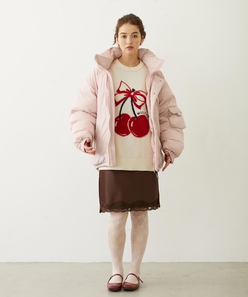 MILKFED.(ミルクフェド)の「CHERRY LOGO KNIT TOP(ニット/セーター・レディース・アッシュ/ブラック/オフホワイト・ONE SIZE)」の11枚目の写真