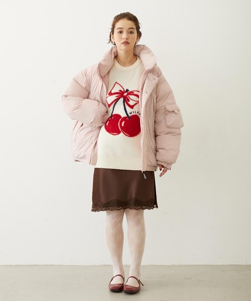 MILKFED.(ミルクフェド)の「CHERRY LOGO KNIT TOP(ニット/セーター・レディース・アッシュ/ブラック/オフホワイト・ONE SIZE)」の12枚目の写真