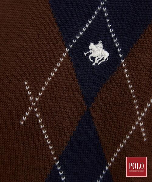 POLO BCS(ポロ ビーシーエス)の「POLO BCS/アーガイル5分袖ニット(ニット/セーター・レディース・グレー/ダークブラウン/ブラック・12/13)」の14枚目の写真