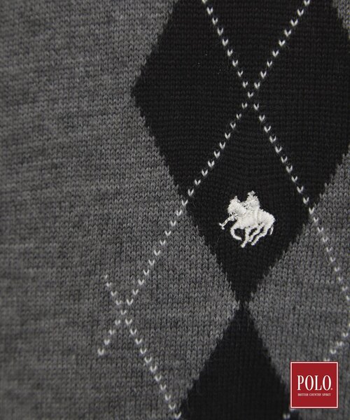 POLO BCS(ポロ ビーシーエス)の「POLO BCS/アーガイル5分袖ニット(ニット/セーター・レディース・グレー/ダークブラウン/ブラック・12/13)」の22枚目の写真