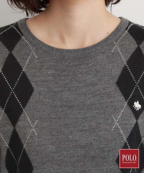 POLO BCS(ポロ ビーシーエス)の「POLO BCS/アーガイル5分袖ニット(ニット/セーター・レディース・グレー/ダークブラウン/ブラック・12/13)」の5枚目の写真