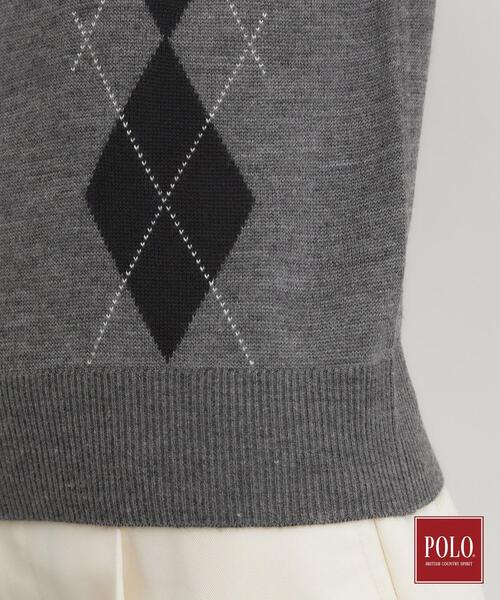 POLO BCS(ポロ ビーシーエス)の「POLO BCS/アーガイル5分袖ニット(ニット/セーター・レディース・グレー/ダークブラウン/ブラック・12/13)」の8枚目の写真