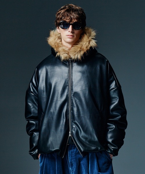 glamb(グラム)の「Synth Leather Puff Jacket / シンセレザーパフジャケット(ダウンジャケット/コート・メンズ・オレンジ/シルバー/ミント/ブラック・L/M/S)」の1枚目の写真