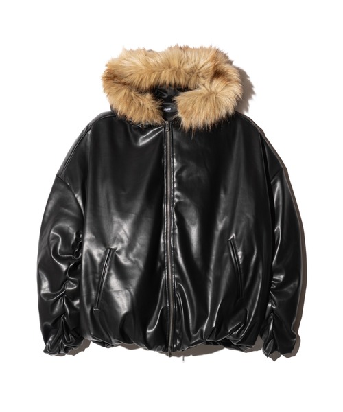 glamb(グラム)の「Synth Leather Puff Jacket / シンセレザーパフジャケット(ダウンジャケット/コート・メンズ・オレンジ/シルバー/ミント/ブラック・L/M/S)」の5枚目の写真