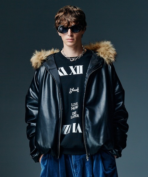 glamb(グラム)の「Synth Leather Puff Jacket / シンセレザーパフジャケット(ダウンジャケット/コート・メンズ・オレンジ/シルバー/ミント/ブラック・L/M/S)」の11枚目の写真