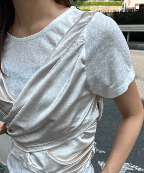 WILLFULLY（ウィルフリー）の「cache coeur mix slub velour tops（Tシャツ/カットソー・レディース・ブラック/モカ/アイボリー・FREE）」の10枚目の写真